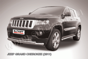 Jeep Grand Cherokee (2011)-Защита переднего бампера d76+d57 двойная радиусная